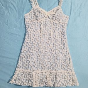 Light blue Shein dress with white floral overlay